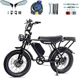 TONNERREY Electric Bike for Adults, 3000W Peak Dual Motor Moped Style Ebike, 52V 30AH, 120 Mile Max Range, 20'' Fat Tire Dual Seat Electric Bicycle