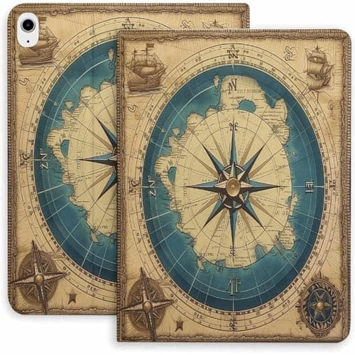Vintage Compass Map Case for iPad 9/10/11th Mini 5/4/3/2/1(7.9in) Mini 6(8.3in) Mini 7(8.3in),Air 4/5/6/7,Pro 11in(2021/2022/2024)