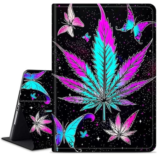 Dikoer for Samsung Galaxy Tab S9 FE 10.9 Inch/S9 11 Inch 2023 (SM-X510/X516B/X710/X716B) Tablet Case, Slim KickstandStand Leather Smart Cover with Auto Wake/Sleep, Purple Leaf Butterfly