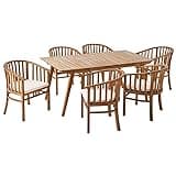 WYMCHMSX 6 Seater Dining Chair, Rectangle Dining Table Set,7pc,Wooden,Fabric,with Cushins,Outdoor,Garden, Courtyard,Backyard, Patio,