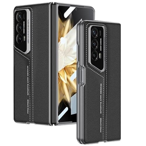 GaliJialiH Case for Honor Magic V2, Built-in Tempered Glass Screen Protectors, Thin Hard PC + PU Leather Protective Cover for Honor Magic V2 Phone Case