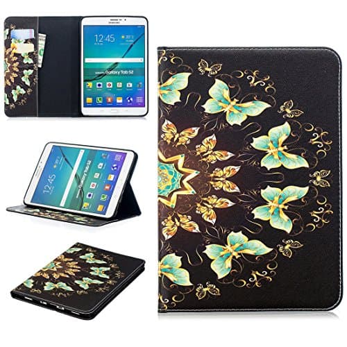 Galaxy Tab S2 8.0 Case, Lwaisy Slim Fit Premium PU Leather Folio Stand Protective Cover with Card Slots for Samsung Galaxy Tab S2 8.0 Inch SM-T710/T715, Blue Butterfly