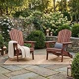 XUOXFUTZIG Chair Set of 2 - Folding Solid Wood Lounge Patio Recliner - Half Pre-Assembled Gray High Back Slatted Seating - Lawn Furniture-Brown