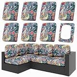 hyha 8Pcs Patio Cushion Covers, Stretch Outdoor Couch Cushion Covers Replacement, Washable Outdoor Chair/Sofa Slipcovers for Patio Furniture Cushions Protector with Elastic Bottom(Paisley,Cover Only)