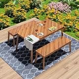 free-space Log Courtyard Picnic Table and Chairs