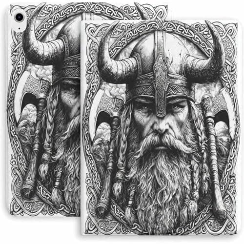 Viking Warrior Pattern Case for iPad 9/10/11th Mini 5/4/3/2/1(7.9in) Mini 6(8.3in) Mini 7(8.3in),Air 4/5/6/7,Pro 11in(2021/2022/2024)