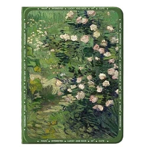 Oil Painting Floral Tablet Case with Multi-Angle Stand, Full-Coverage Shock-Resistant Case with Floral Art Design, Compatible with 8.3-, 9.7-, 10.2-, 10.9-, 11-inch iPad for iPad 11-inch Dark Green