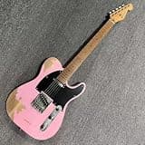 Pink Jeff Rhxflame Road Worn Electric Guitar, Alder Body, Roasted Canada Maple Neck & Fingerboard, Rounded End Frets, Tremolo Bridge, Vintage Tuners