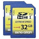 INLAND 32GB Class 10 SDHC Flash Memory Card Standard Full Size SD Card USH-I U1 Trail Camera by Micro Center (2 Pack)