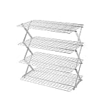 SNBBGT 4-Tier Collapsible Cooling Rack-Adjustable Stackable Non-Stick Wire Rack for Baking,for Baking, Roasting, Cookies, Cakes, Drying, Picnic & BBQ,Silver