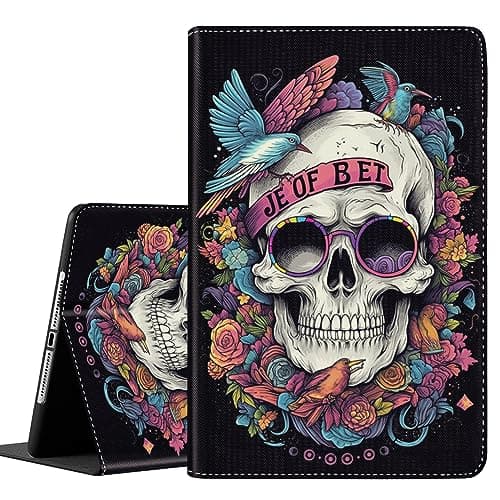 Case for Samsung Galaxy Tab S8 2022/Tab S7 2020 11 Inch (Model SM-X700/X706/T870/T875/T878), Smart Stand Back Cover Auto Wake/Sleep for Galaxy Tab S8 / S7,Flower Skull