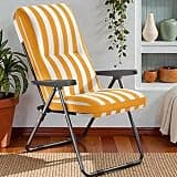 CraftThink Padded Zero Gravity Chairs, Adjustable Folding Patio Recliner Lounge Chair with 3-Position Backrest and Removable Padded Cushion for Outdoor Patio, Lawn, Camping (Yellow, Deck Chair)